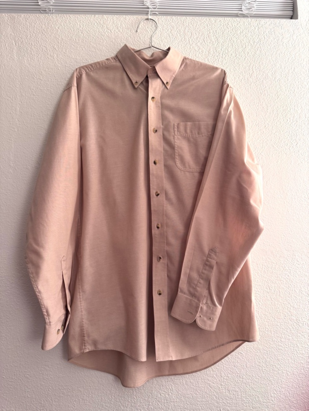 L.L.Bean Button Down Shirt Mens Tall Tan Cotton Long Sleeve Classic Oxford M